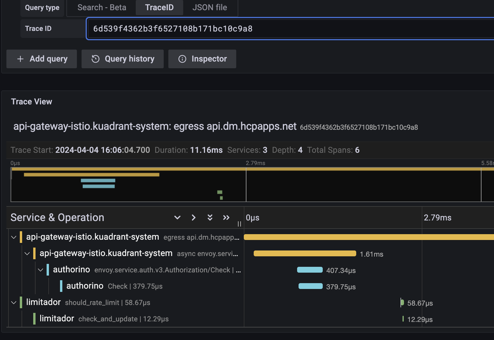 Trace in Grafana UI