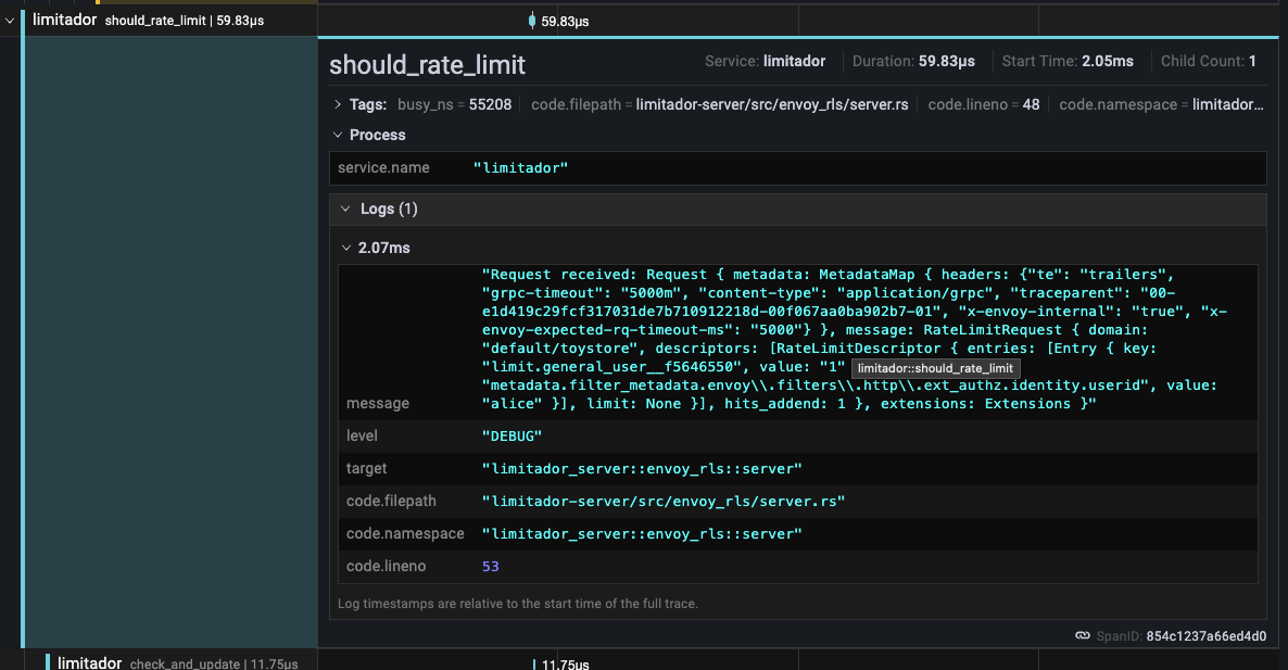 Trace and logs in Grafana UI